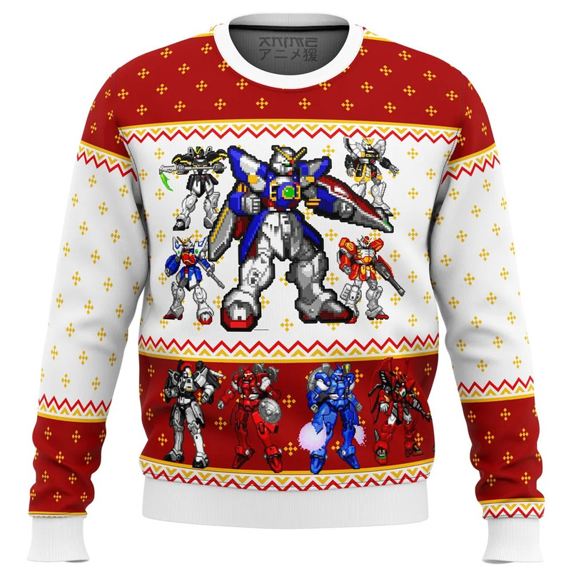 Gundam Wing Sprites All Over Print Hoodie 3D Zip Hoodie 3D Ugly Christmas Sweater 3D Fleece Hoodie