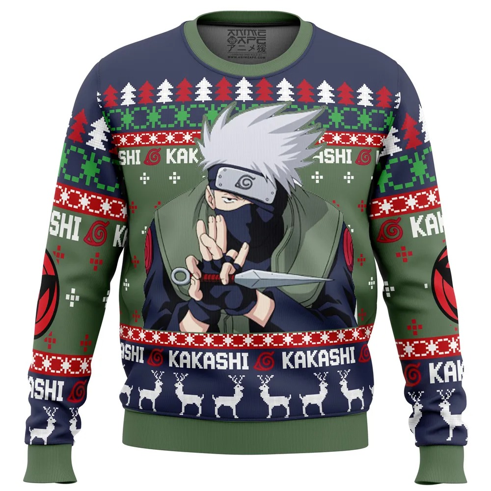 Christmas Kakashi Hatake Naruto All Over Print Hoodie 3D Zip Hoodie 3D Ugly Christmas Sweater 3D Fleece Hoodie