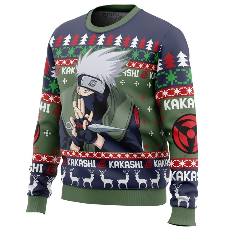 Christmas Kakashi Hatake Naruto All Over Print Hoodie 3D Zip Hoodie 3D Ugly Christmas Sweater 3D Fleece Hoodie