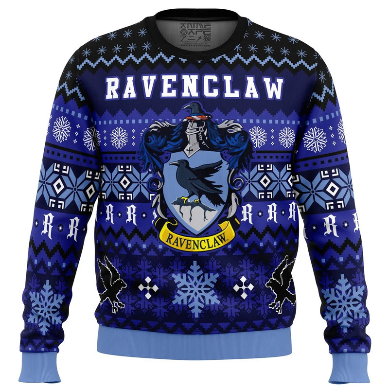 Harry Potter Ravenclaw House All Over Print Hoodie 3D Zip Hoodie 3D Ugly Christmas Sweater 3D Fleece Hoodie