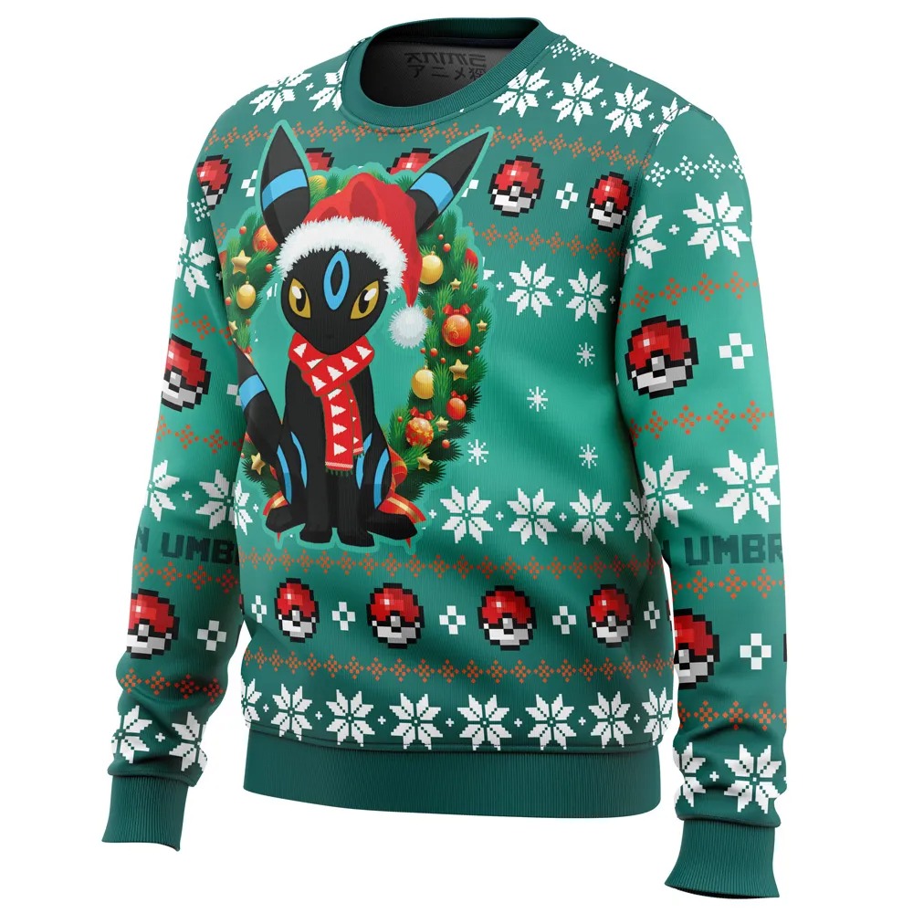 Christmas Umbreon Pokemon All Over Print Hoodie 3D Zip Hoodie 3D Ugly Christmas Sweater 3D Fleece Hoodie