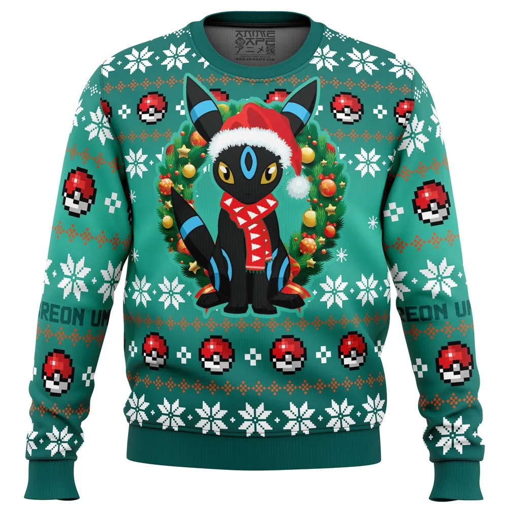 Christmas Umbreon Pokemon All Over Print Hoodie 3D Zip Hoodie 3D Ugly Christmas Sweater 3D Fleece Hoodie