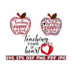 teaching is a work of heart svg - work of heart svg - teaching svg - teacher cut file - teacher quote svg - teacher saying svg - design svg