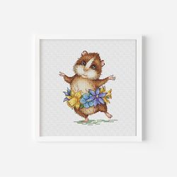 Guinea Pig Cross Stitch Pattern PDF, Funny Dancing Cavy Embroidery, Nursery Counted Cross Stitch Gift, Animal Embroidery