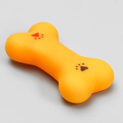 Small squeaky toy "Bone with paws" for dogs, 8,5 cm