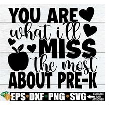 you are what i'll miss the most about pre-k, pre-k teacher appreciation gift, end of the year gift for pre-k teacher, pre-k teacher svg