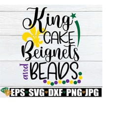 king cake beignets and beads, mardi gras, mardi gras svg, mardi gras decor svg, beads svg, svg, cut file, dxf, png, jpg, digital image