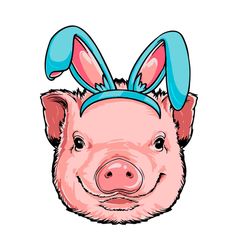 happy easter pig svg, easter day svg, easter pig svg, cute pig svg, bunny ears pig svg, easter eggs svg, the easter bunn