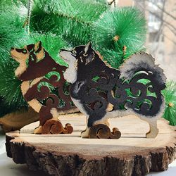Figurine Finnish lapphund, dog statuette made of wood (MDF), statue hand-painted