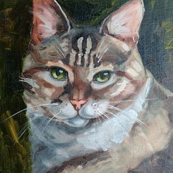 Cat painting cat artwork original oil art pet portrate