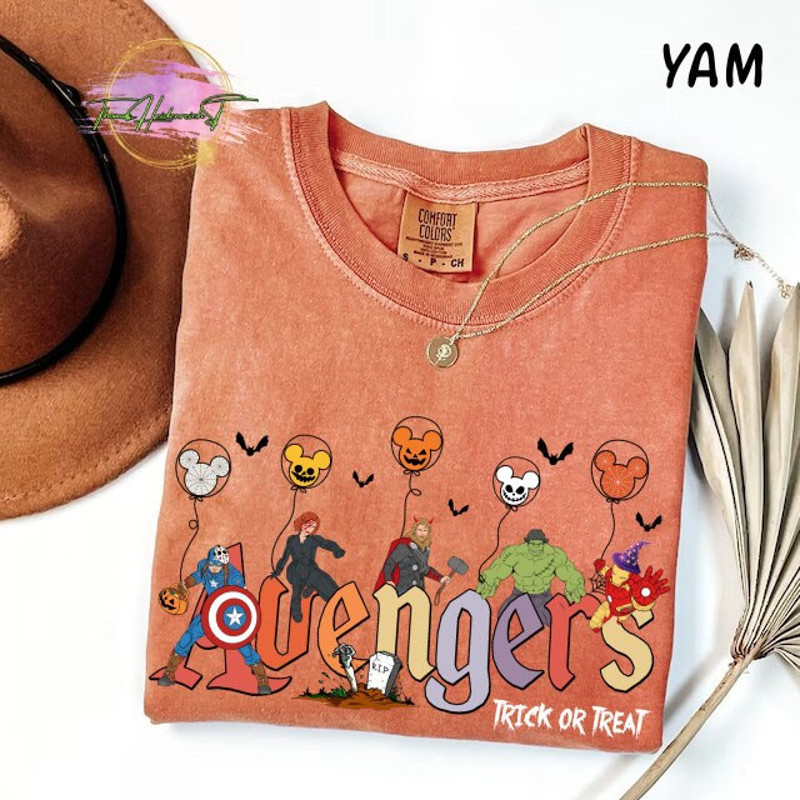 Avengers Halloween Shirt, Disney Marvel Halloween Shirt, Trick or Treat Shirt, Avengers Team Shirt, Halloween Party Shirt, Spooky Season Tee.jpg