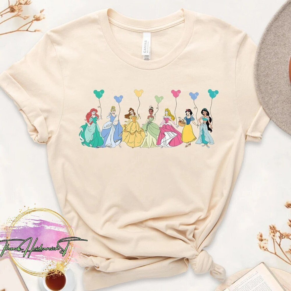 Disney Princess Shirt, Mickey Balloon Shirt, Belle, Cinderella, Tiana Shirt, Team Princess Shirt, Disneyland Trip Shirt, Matching Disney Tee.jpg