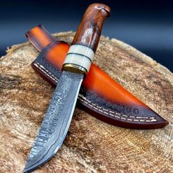 custom handmade Damascus steel skinner knife resin wood handle gift for him groomsmen gift wedding anniversary gift