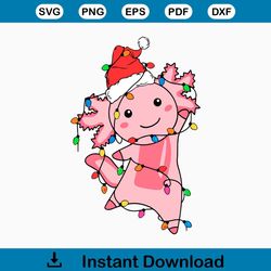 funny christmas light pink axolotl svg cutting digital file