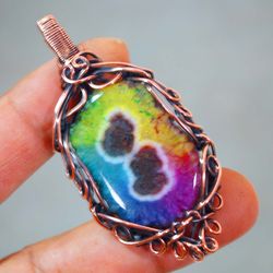 solar quartz pendant rainbow solar quartz pendant wire wrapped jewellery copper handmade gifts jewelry women's gifts