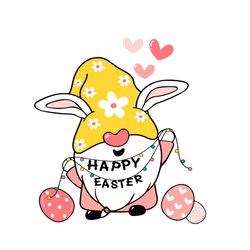 easter bunny gnome with rabbit ears svg, easter day svg, easter svg, gnome svg, gnome shirt, cute gnome, happy easter sv