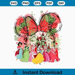 Disney Princess Castle Christmas PNG Sublimation Download