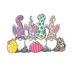 bunny gnomes holding eggs svg, easter svg, bunny gnome svg, rabbit gnome svg, easter gnome svg, gnome svg, easter egg sv