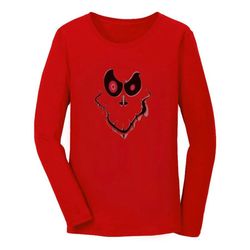 scary ghost ghoul face women long sleeve t-shirt