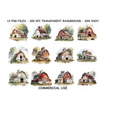 farm barn watercolor clipart png, farm life clipart png, farmhouse clipart png, farmers house png