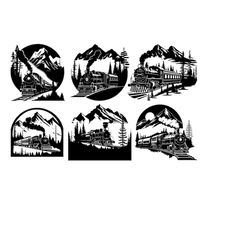 train svg, train clipart, train svg cut file for cricut, mountain svg, steam train svg file