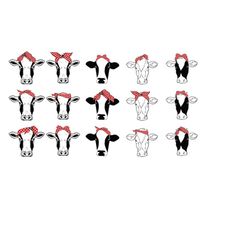 cow bandana svg, cow with bandana clipart, cow head svg file for cricut, farm svg, heifer svg