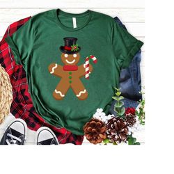 gingerbread man cookie with santa claus hat christmas t shirt, gingerbread man, gingerbread, gingerbread sweatshirt, chr