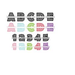 split chevron alphabet svg, split chevron alphabet clipart, chevron split monogram svg, split chevron letters and numbers