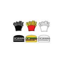 french fries svg files, hamburger svg files, fries and hamburger clipart, fast food svg files