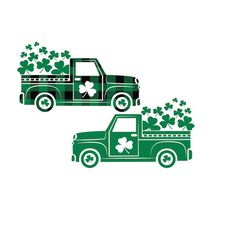 st patrick’s day truck svg, truck with shamrock svg, st patrick’s day buffalo plaid svg
