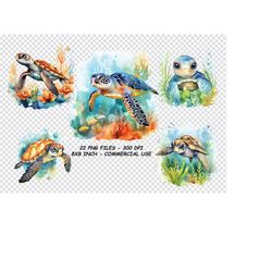 watercolor sea turtle clipart, watercolor sea turtle png files, transparent background png