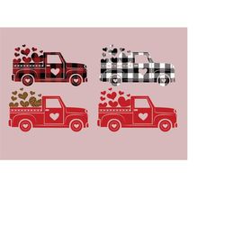 valentine's day truck svg, buffalo plaid truck svg, valentines buffalo plaid truck svg, buffalo plaid hearts, cheetah hearts