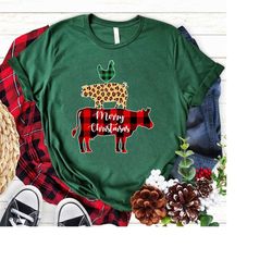 christmas plaid leopard cow pig chicken farm animal t shirt, animals shirt, cow christmas shirt, pig christmas shirt,chi
