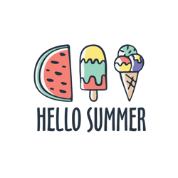 hello summer creative doodle elements as ice cream and watermelon svg, hello summer svg, summer svg, digital download