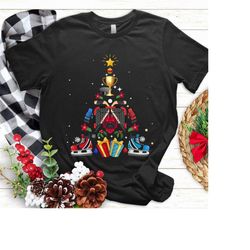 ice hockey christmas ornament tree funny xmas t shirt, christmas ice hockey shirt, hockey lover gift, hockey player shir