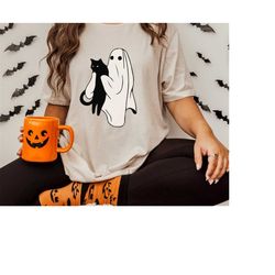 Ghost Holding Black Cat Halloween T-shirt, Hallowween Gift For Cats Owner, Funny Halloween Shirt, Iprintasty Halloween