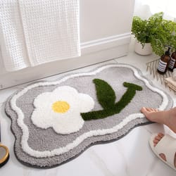 1pc soft and fluffy flower bathroom rug - water absorbent and non-slip floral carpet for bathroom floor, sink, bathtub