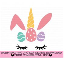 bunny unicorn svg, png, jpg, dxf, easter bunny svg, bunny face svg, easter svg, bunny cut files, easter shirt design, silhouette, cricut cut