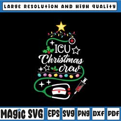 icu christmas nurse crew svg png, intensive care unit nurse ugly christmas, xmas np icu tech christmas tree svg