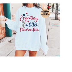 expecting a little firecracker svg, png, jpg, dxf, 4th of july svg file, pregnant svg, pregnancy shirt svg design, silhouette, cricut cut