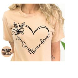 great great grandma heart svg, png, jpg, dxf, mother's day svg, great great grandma cut file, silhouette cut file, cricut cut, sublimation