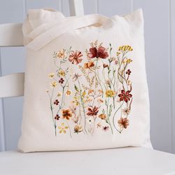 flower tote bag, cute canvas tote bag, bag women gift, student gifts, shopping bag, tote shoulder bag, women shoulder ba