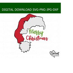 merry christmas svg, png, jpg, dxf, santa hat svg, santa hat cut files, merry christmas cut file, silhouette, cricut, sublimation