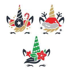 unicorn christmas bundle svg, christmas tree svg, ornament svg, merry christmas svg, santa christmas digital download