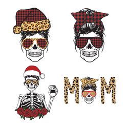 skull mom christmas bundle svg, christmas tree svg, ornament svg, merry christmas svg, santa christmas digital download