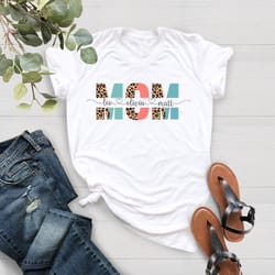 leopard print personalized mom shirt png, custom mom shirt png with kids names, mothers day shirt png, custom kids names