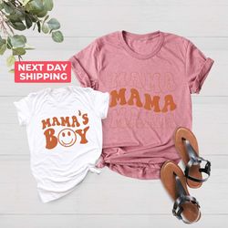 mama and me shirt pngs, mamas boy onesie, retro mom and son shirt png, boho mother and son tee, new baby gift, baby show