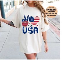 peace love usa svg, png, jpg, dxf, usa flag peace sign hand svg, usa svg, 4th of july svg, independence svg, america svg, silhouette, cricut