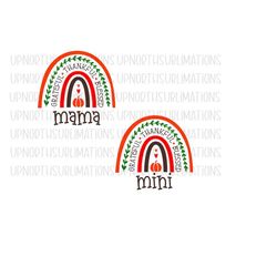 grateful thankful blessed mama mini png, mama & mini thanksgiving png, sublimation design, boho mama mini thanksgiving p