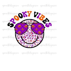 spooky vibes png, halloween smiley face png, sublimation design, retro png, halloween download